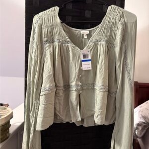 Women's Green Peasant Top